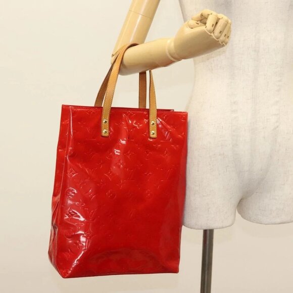 LOUIS VUITTON Monogram Vernis Reade MM Hand Bag Red Rouge M91086 LV Auth 139473 - Picture 14 of 16